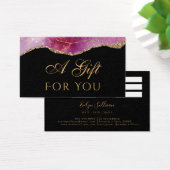 Rosa Aquarellfunkel auf schwarzer Gift-Karte (Schreibtisch)