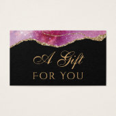 Rosa Aquarellfunkel auf schwarzer Gift-Karte (Vorderseite)