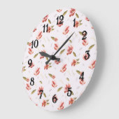 Rosa Aquarellgarten Große Wanduhr (Winkel)