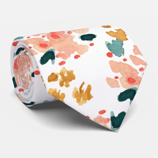 Rosa Aquarellgarten Krawatte (Gerollt)