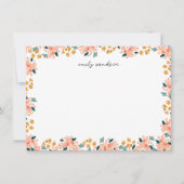 Rosa Aquarellgarten Personalisiert Mitteilungskarte (Vorderseite)