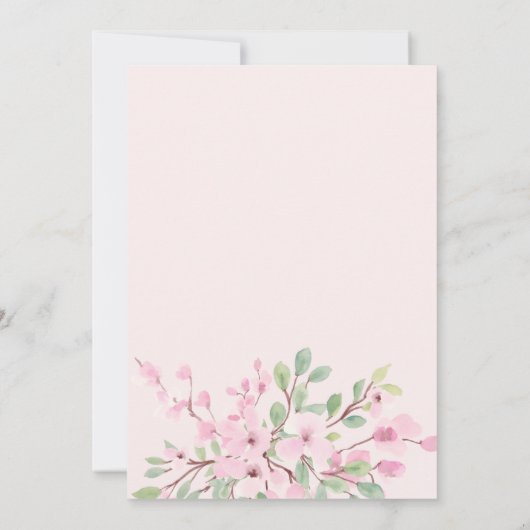 Rosa Aquarellgold Erstkommunion Einladung (Rückseite)