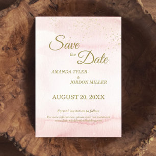 Rosa Aquarellgoldart Hochzeit speichern Datum Save The Date