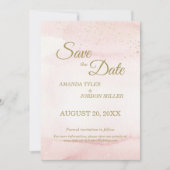 Rosa Aquarellgoldart Hochzeit speichern Datum Save The Date (Vorderseite)