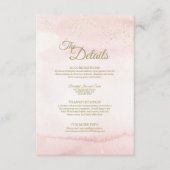 Rosa Aquarellgoldfarben - Angaben zur Hochzeit Begleitkarte (Vorderseite)