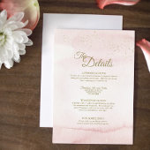 Rosa Aquarellgoldfarben - Angaben zur Hochzeit Begleitkarte