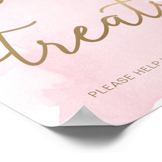 Rosa Aquarellgoldfarben Süße Leckereien Unterschre Poster (Ecke)