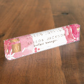 Rosa Aquarellgoldkupfer mit Monogramm Namensplakette (Seite)