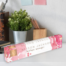 Rosa Aquarellgoldkupfer mit Monogramm