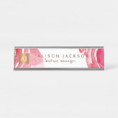 Rosa Aquarellgoldkupfer mit Monogramm Schreibtischnamensplakette (Vorderseite )