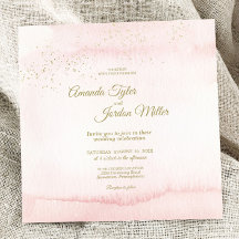 Rosa Aquarellgoldtafel Square Hochzeit