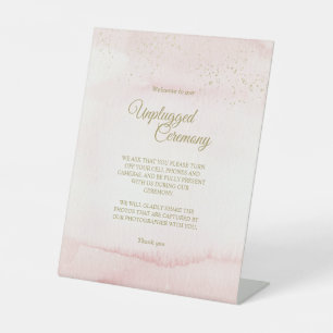 Rosa Aquarellgoldtyp Unplugged Zeremonie Sockelschild
