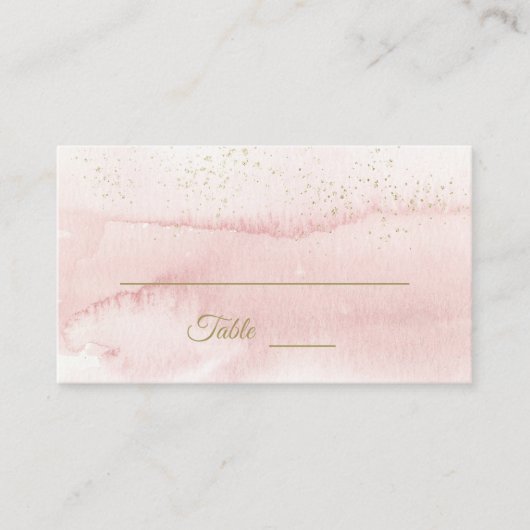 Rosa Aquarellgoldverheiratung Art Platzkarte (Vorderseite)