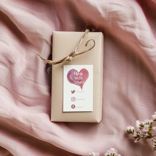 Rosa Aquarellherz mit sozialen Lieben Begleitkarte