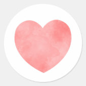 Rosa Aquarellherz, romantisches Design Runder Aufkleber (Vorderseite)