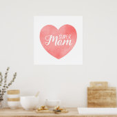 Rosa Aquarellherz, Super-Mom-Text Poster (Küche)