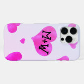 Rosa Aquarellherzen Eigene Namensinitialen iPhone Hülle (Rückseite (Horizontal))