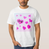 Rosa Aquarellherzen Eigene Namensinitialen T-Shirt (Vorderseite)