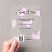 Rosa Aquarellherzen QR 16 . Geburtstag Geburtstag Acryleinladungen (Insitu (Handheld))