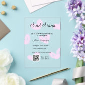 Rosa Aquarellherzen QR 16 . Geburtstag Geburtstag Acryleinladungen (In Situ (Hochzeit))