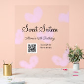 Rosa Aquarellherzen QR 16 . Geburtstag Geburtstag Acrylschild (Hochzeit)