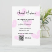 Rosa Aquarellherzen QR 16 . Geburtstag Geburtstag Einladung (Stehend Vorderseite)