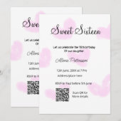 Rosa Aquarellherzen QR 16 . Geburtstag Geburtstag Einladung (Vorne/Hinten)