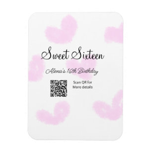 Rosa Aquarellherzen QR 16 . Geburtstag Geburtstag Magnet
