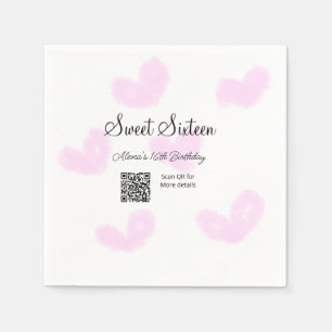 Rosa Aquarellherzen QR 16 . Geburtstag Geburtstag Serviette