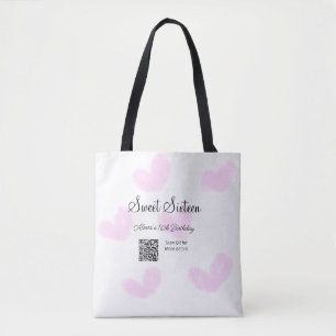 Rosa Aquarellherzen QR 16 . Geburtstag Geburtstag Tasche