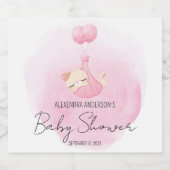 Rosa Aquarellkätzchen für Mädchen Dusche Bierflaschenetikett (Einzelnes Label)