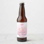 Rosa Aquarellkätzchen für Mädchen Dusche Bierflaschenetikett (Vorderseite)