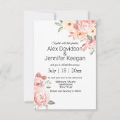 Rosa Aquarellkirche Hochzeit Einladung (Vorderseite)