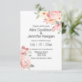 Rosa Aquarellkirche Hochzeit Einladung (Stehend Vorderseite)