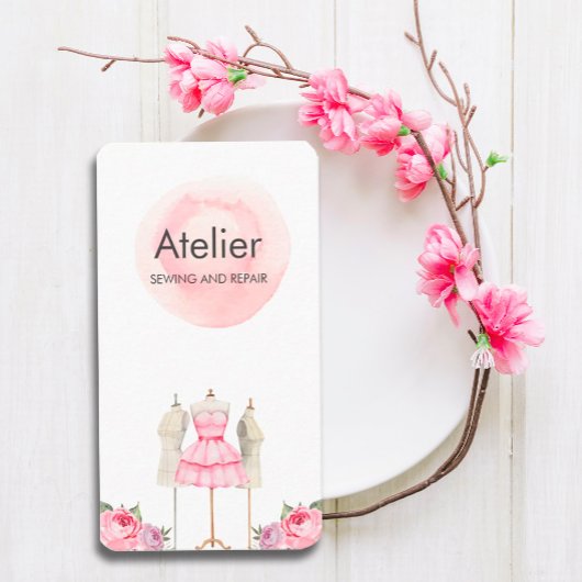 Rosa Aquarellkleid Mannequin Visitenkarte