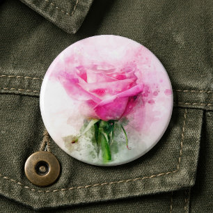 Rosa Aquarellkunst auf weißem Hintergrund Button