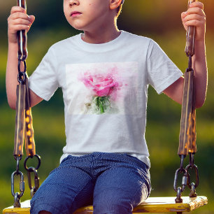 Rosa Aquarellkunst auf weißem Hintergrund T-Shirt