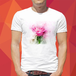 Rosa Aquarellkunst auf weißem Hintergrund T-Shirt