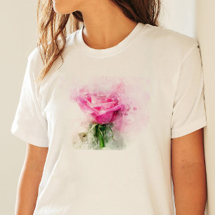 Rosa Aquarellkunst auf weißem Hintergrund T-Shirt