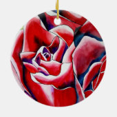 Rosa Aquarellkunst Originale Rose Keramik Ornament (Hinten)