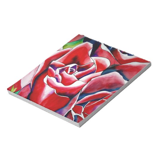 Rosa Aquarellkunst Originale Rose Notizblock (Rotiert)