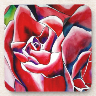 Rosa Aquarellkunst Originale Rose Untersetzer