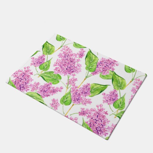 Rosa Aquarelllische Blume Fußmatte (Schrägansicht)