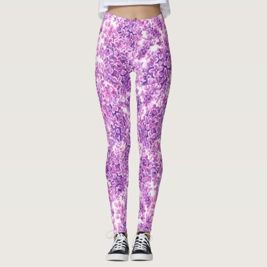 Rosa Aquarelllische Blume Leggings (Vorderseite)