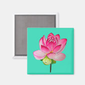 Rosa Aquarelllotus Blume Kunst Magnet (Vorderseite/Rückseite)
