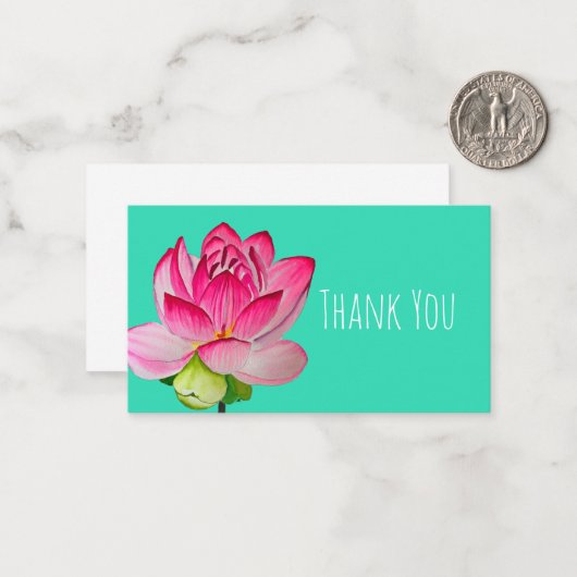 Rosa Aquarelllotus Blume Kunst Mitteilungskarte (Vorderseite/Rückseite Beispiel)