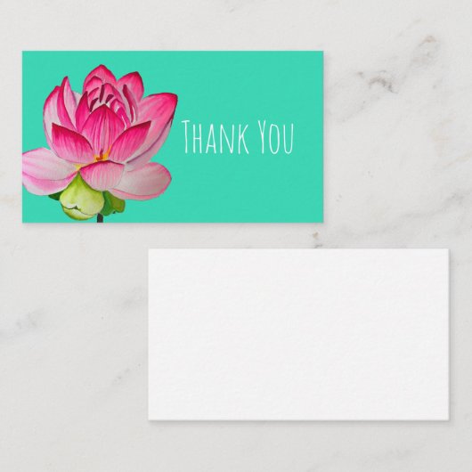 Rosa Aquarelllotus Blume Kunst Mitteilungskarte (Vorne/Hinten)