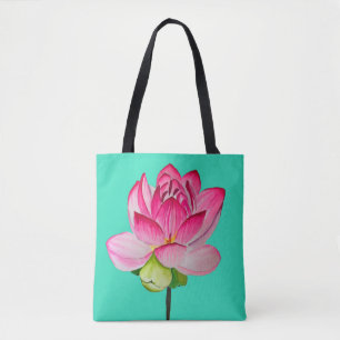 Rosa Aquarelllotus Blume Kunst Tasche