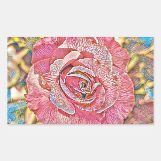 Rosa Aquarellmalerei Rechteckiger Aufkleber (Vorderseite)