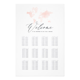 Rosa Aquarellmappe Hochzeitssitzplan Fotodruck